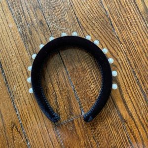 Anthropologie pearl velvet black headband
